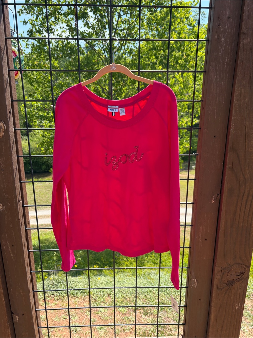 Izod Bright Pink Stretch Crewneck Sweatshirt